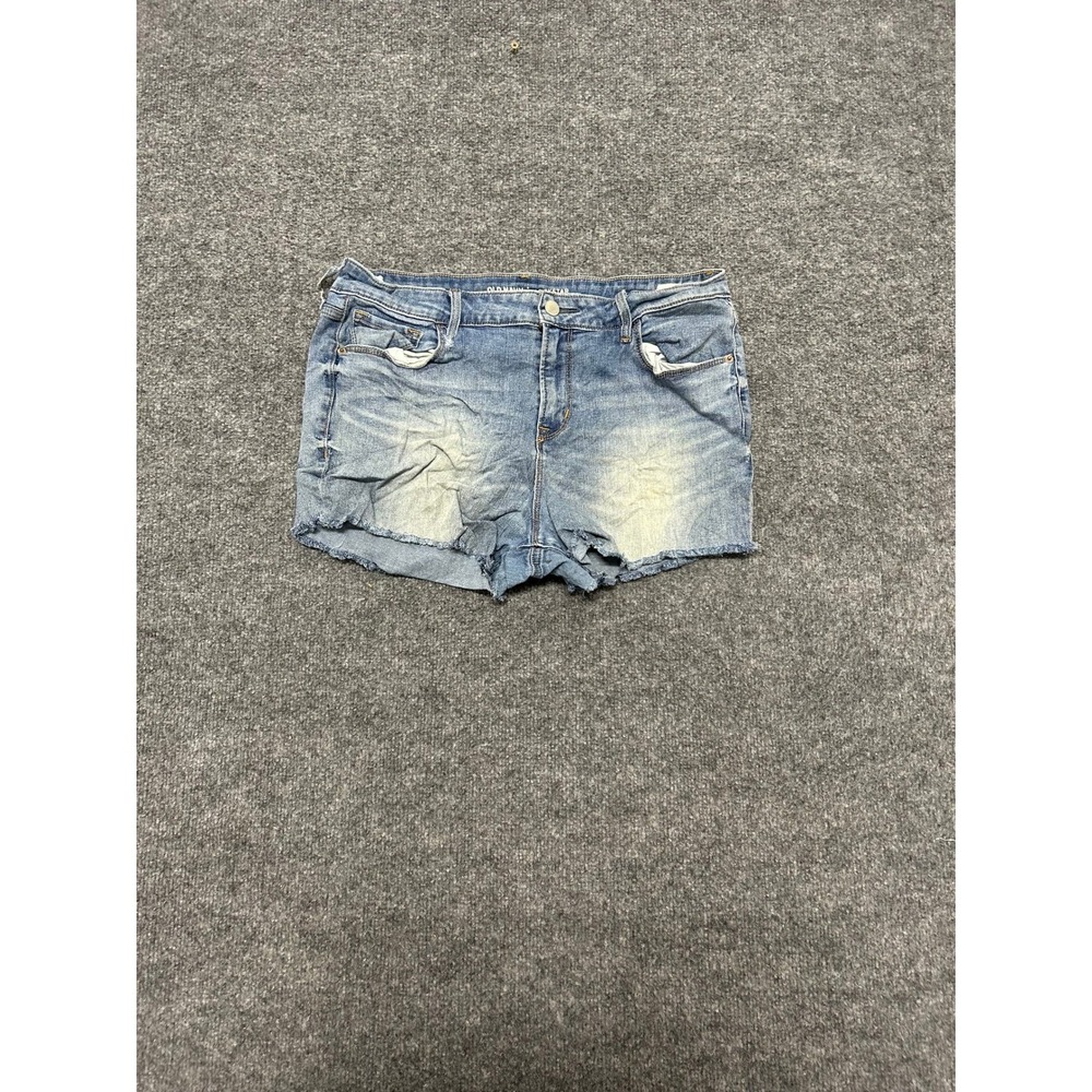 Old Navy Denim Shorts Womens Size 14 Blue Rockstar Mid-Rise Raw Hem Cut Off
